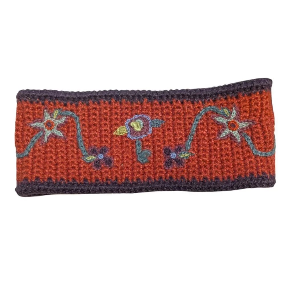 Little Journeys Chicago Alpaca Headband Ear Warmer Boho‎ Embroidered Knit Beaded